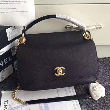 Fancybags Chanel Grained Calfskin Flap Bag with Top Handle Black A93757 VS08858