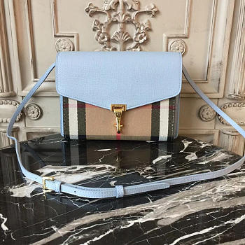 Burberry Small Vintage Check and Leather Crossbody Bag  sky-blue