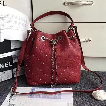 Fancybags Top Chanel Original Calfskin Bucket Bag Red A93597 VS04761