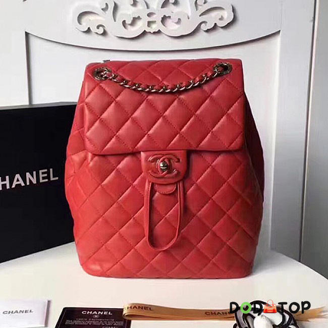 Fancybags Chanel Quilted Lambskin Backpack Red 170303 VS07838 - 1