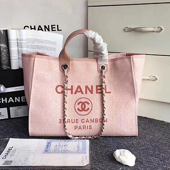 Fancybags Chanel Pink Canvas Large Deauville Shopping Bag A68046 VS08719