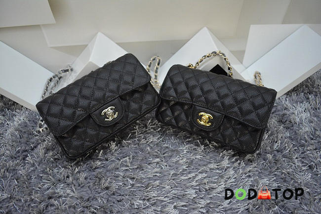 Fancybags CHANEL 1112 Black Size 20cm Caviar Leather Flap Bag With Gold / Silver Hardware - 1