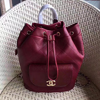 Fancybags Designer Chanel Calfskin and Caviar Backpack Burgundy A98235 VS02174