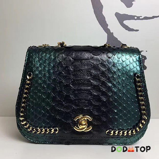 Fancybags Chanel Snake Leather Flap Shoulder Bag Green A98774 VS00273 - 1