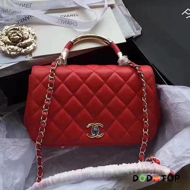 Fancybags Chanel Lambskin Flap Bag with Top Handle Red A93752 VS09681 - 1