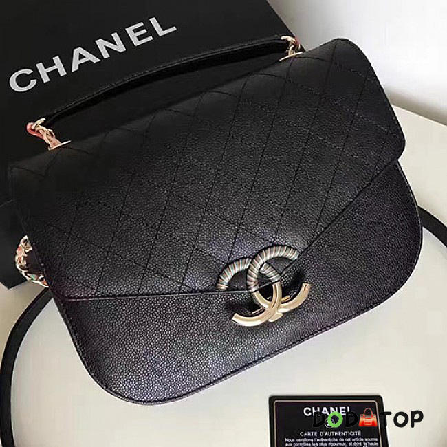 Fancybags Chanel Grained Calfskin CC Flap Bag with Top Handle Black A93633 VS04911 - 1