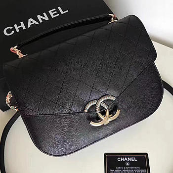 Fancybags Chanel Grained Calfskin CC Flap Bag with Top Handle Black A93633 VS04911