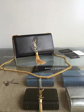 YSL KATE 99 WITH TASSEL BLACK LEATHER SIZE 24 CM