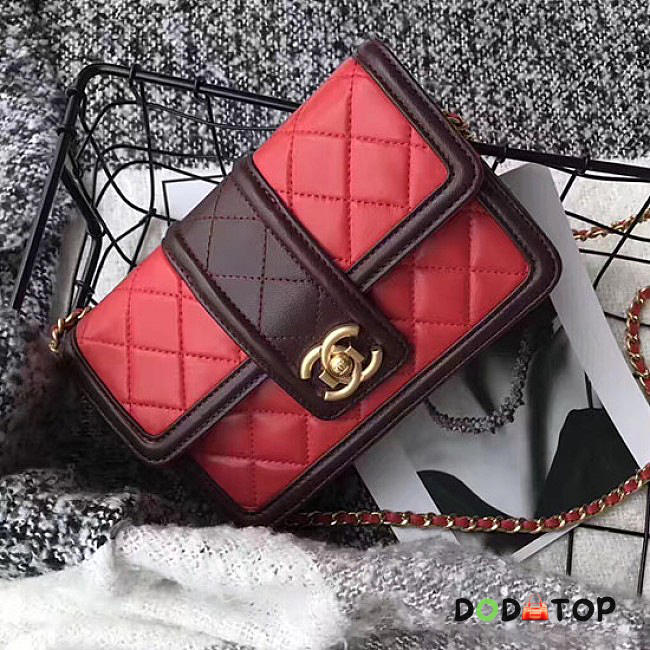 Fancybags Chanel Lambskin Small Chain Wallet Red A91365 VS01732 - 1