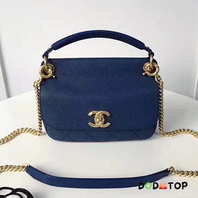 Fancybags Chanel Grained Calfskin Flap Bag with Top Handle Blue A93756 VS00398 - 1