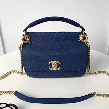 Fancybags Chanel Grained Calfskin Flap Bag with Top Handle Blue A93756 VS00398