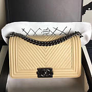 Fancybags Chanel Medium Chevron Lambskin Boy Bag Beige A13043 VS00767 - 1