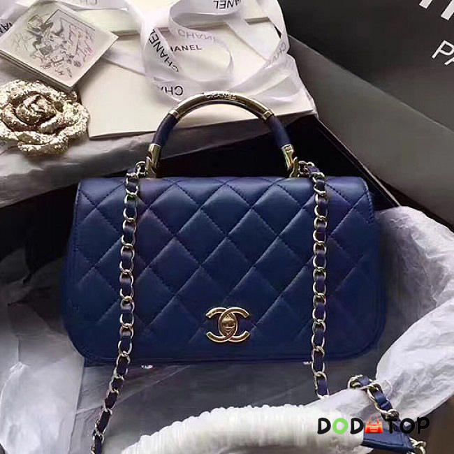 Fancybags Chanel Lambskin Flap Bag with Top Handle Blue A93752 VS06898 - 1