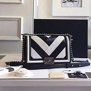 Fancybags Chanel Medium Chevron Lambskin Boy Bag White and Black A13044 VS04002 - 1