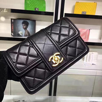 Fancybags Chanel Lambskin Small Chain Wallet Black A91365 VS00635
