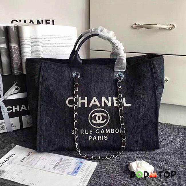 Fancybags Chanel Black Canvas Large Deauville Shopping Bag A68046 VS01592 - 1