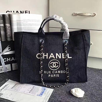 Fancybags Chanel Black Canvas Large Deauville Shopping Bag A68046 VS01592