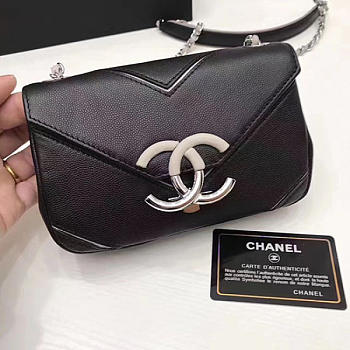 Fancybags Chanel Grained Calfskin Chevron Flap Bag Black A93774 VS05263