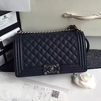 Fancybags Chanel Blue Quilted Caviar Medium Boy Bag 180301 VS04423