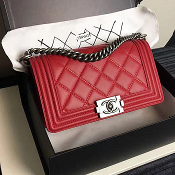 Fancybags Chanel Large Quilted Calfskin Boy Bag Red A14042 VS09730
