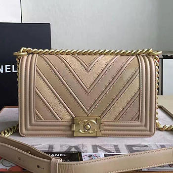 Fancybags Chanel Chevron Medium Boy Bag Beige A67086 VS03308