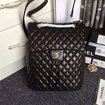 Fancybags Chanel Urban Spirit Quilted Lambskin Large Backpack Black Silver Hardware 170301 VS02032