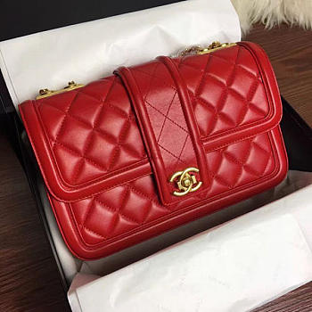 Fancybags Chanel Quilted Lambskin Flap Bag Red A91365 VS02169