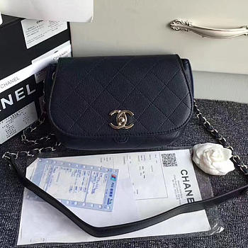 Fancybags Chanel Grained Calfskin Shoulder Bag Blue A92949 VS09430