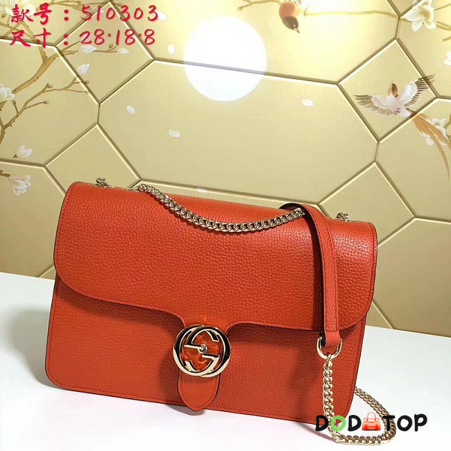 Fancybags Gucci GG Flap Shoulder Bag On Chain Orange 510303 - 1