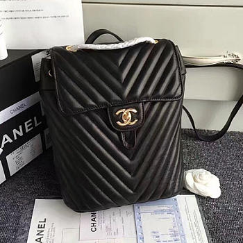 Fancybags Chanel Urban Spirit Chevron Lambskin Backpack Black Gold Hardware 170302 VS01805