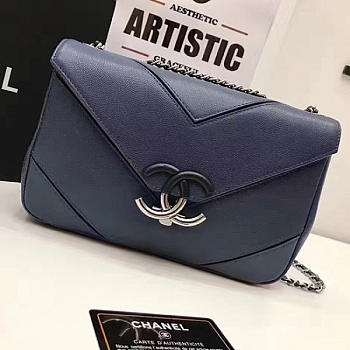 Fancybags Chanel Grained Calfskin Chevron Flap Bag Blue A93774 VS06701