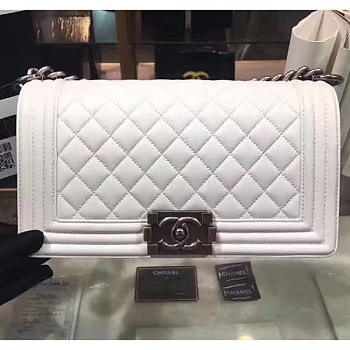 Fancybags Chanel White Quilted Lambskin Medium Boy Bag A67086 VS07017