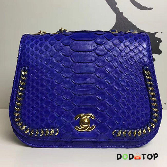 Fancybags Chanel Snake Leather Flap Shoulder Bag Blue A98774 VS07583 - 1