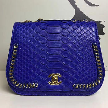 Fancybags Chanel Snake Leather Flap Shoulder Bag Blue A98774 VS07583