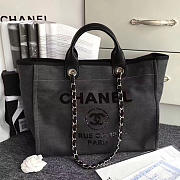 Fancybags Chanel Canvas and Sequins Cubano Trip Deauville Shopping Bag Black A66941 VS08548 - 1