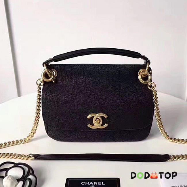 Fancybags Chanel Grained Calfskin Flap Bag with Top Handle Black A93756 VS09826 - 1