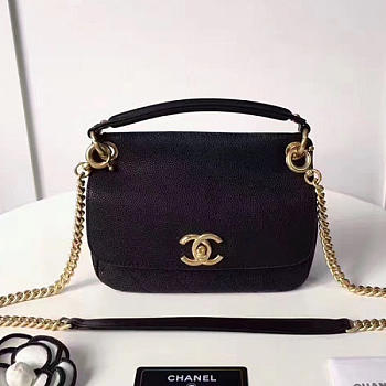 Fancybags Chanel Grained Calfskin Flap Bag with Top Handle Black A93756 VS09826