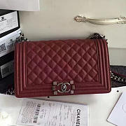 Fancybags Chanel Burgundy Quilted Caviar Medium Boy Bag 180301 VS07454 - 1
