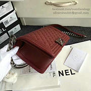 Fancybags Chanel Burgundy Quilted Caviar Medium Boy Bag 180301 VS07454 - 4