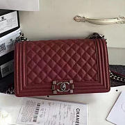 Fancybags Chanel Burgundy Quilted Caviar Medium Boy Bag 180301 VS07454 - 5