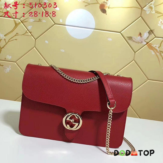 Fancybags Gucci GG Flap Shoulder Bag On Chain Red 510303 - 1