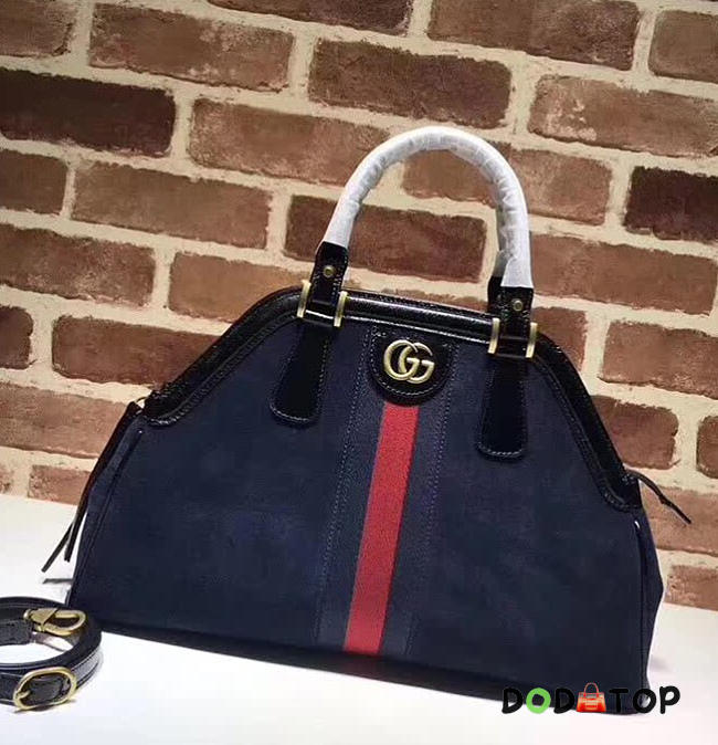 Fancybags GUCCI RE(BELLE) SUEDE MEDIUM TOP HANDLE BAG ‎516459 NAVY BLUE 2018 - 1