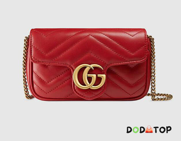 Fancybags Gucci GG Marmont Matelassé Leather Super Mini Bag, Red - 1