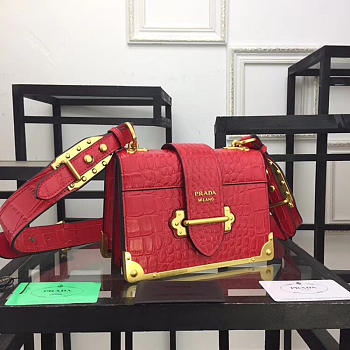 Fancybags Prada Red Crocodile and Leather Cahier Shoulder Bag 1BA045