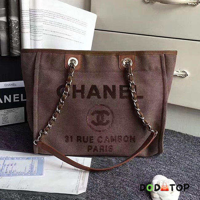 Fancybags Top Chanel Canvas and Sequins Cubano Trip Deauville Shopping Bag Brown A66941 VS01172 - 1