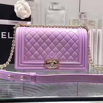 Fancybags Chanel Violet Quilted Lambskin Medium Boy Bag A67086 VS02341