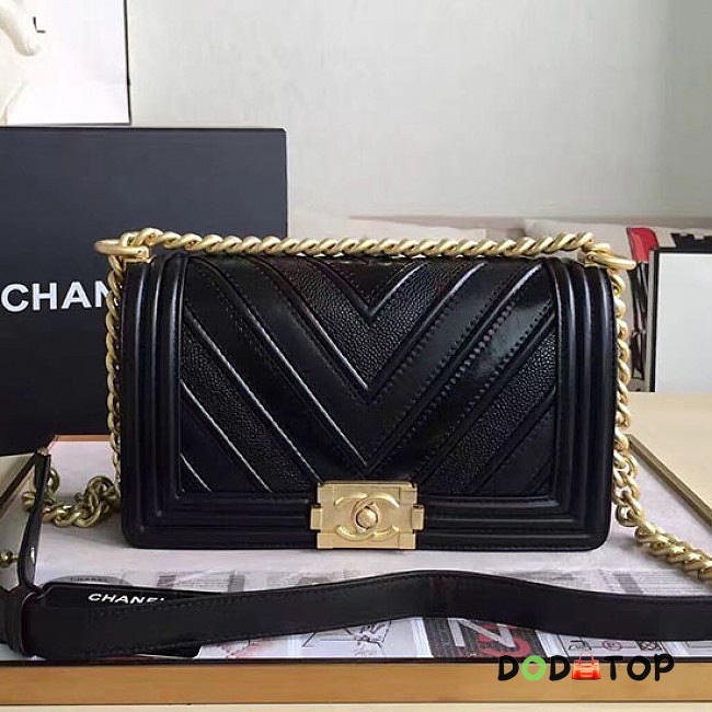 Fancybags Chanel Chevron Medium Boy Bag Black A67086 VS00849 - 1