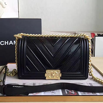 Fancybags Chanel Chevron Medium Boy Bag Black A67086 VS00849
