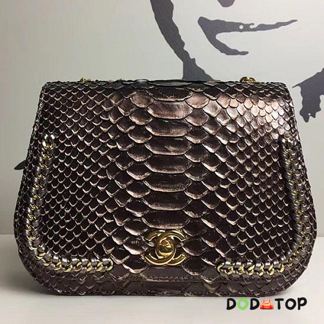 Fancybags Chanel Snake Leather Flap Shoulder Bag Gold A98774 VS00548 - 1