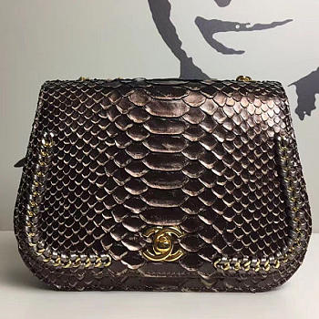 Fancybags Chanel Snake Leather Flap Shoulder Bag Gold A98774 VS00548